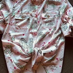 Karl Lagerfeld Pink Graphic Button-Up Shirt